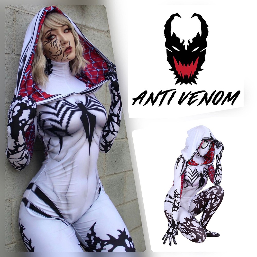 Anti Venom Woman Girls White Costume Gwen Cosplay