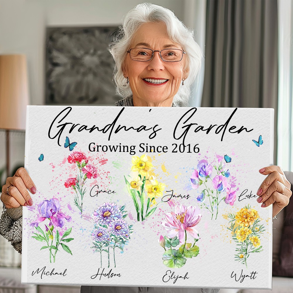 Personalized Grandma's Garden Canvas Mother's Day Gift