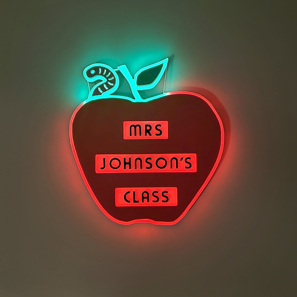 Personalized Teacher's Name Apple Light Up Wall Sign