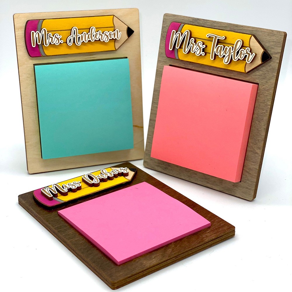 Personalized Teacher Sticky Note Pad Holder