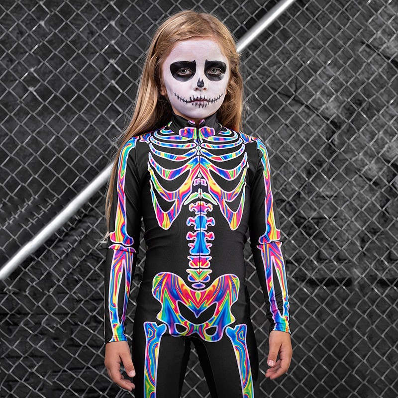 Rainbow Skeleton Halloween Costume For Kid