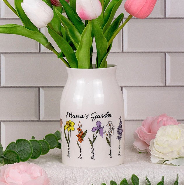 Personalized Grandma's Garden Flower Vase Mother's Day Gift