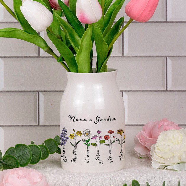 Personalized Grandma's Garden Flower Vase Mother's Day Gift