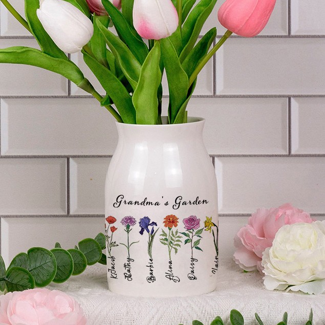 Personalized Grandma's Garden Flower Vase Mother's Day Gift