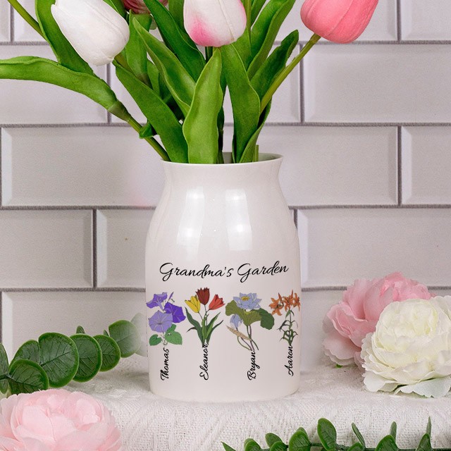 Personalized Grandma's Garden Flower Vase Mother's Day Gift