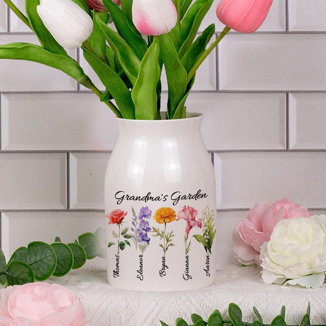 Personalized Grandma's Garden Flower Vase Mother's Day Gift