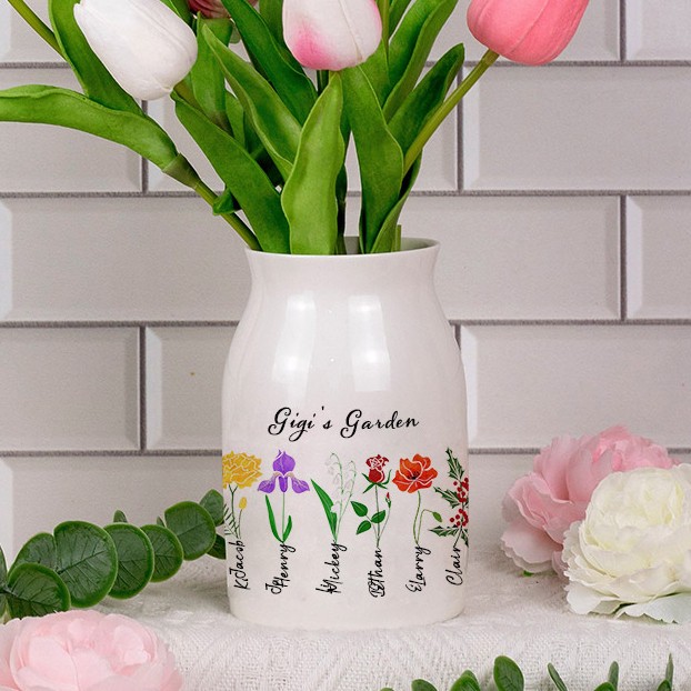 Personalized Grandma's Garden Flower Vase Mother's Day Gift