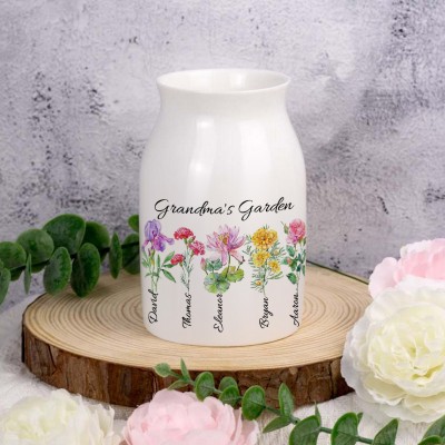 Personalized Grandma's Garden Flower Vase Mother's Day Gift