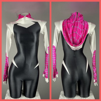 Super Hero Spider Women Gwen Cosplay Suit Halloween Costume Bodysuit