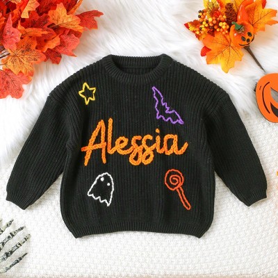 Happy Halloween Personalized Embroidered Name Baby Sweater