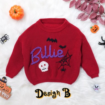 Happy Halloween Personalized Embroidered Name Baby Sweater