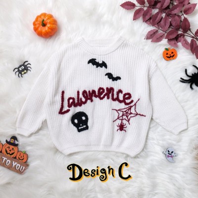 Happy Halloween Personalized Embroidered Name Baby Sweater