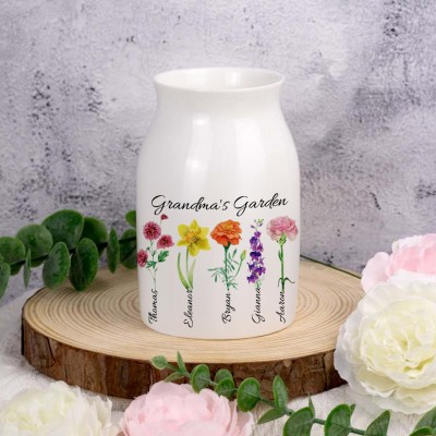 Personalized Grandma's Garden Flower Vase Mother's Day Gift