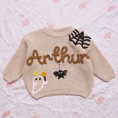 Happy Halloween Personalized Embroidered Name Baby Sweater