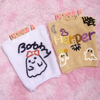 Happy Halloween Personalized Embroidered Name Baby Sweater