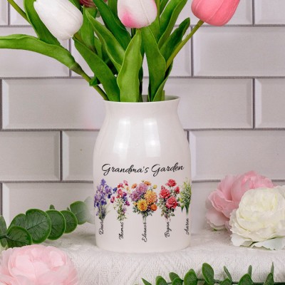 Personalized Grandma's Garden Flower Vase Mother's Day Gift