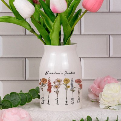 Personalized Grandma's Garden Flower Vase Mother's Day Gift