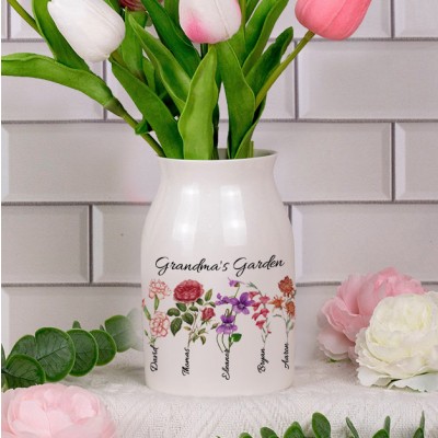 Personalized Grandma's Garden Flower Vase Mother's Day Gift